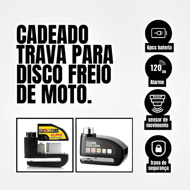 MotoLock - Cadeado para Disco de Freio com Alarme Sonoro ( OFERTA POR TEMPO LIMITADO! )